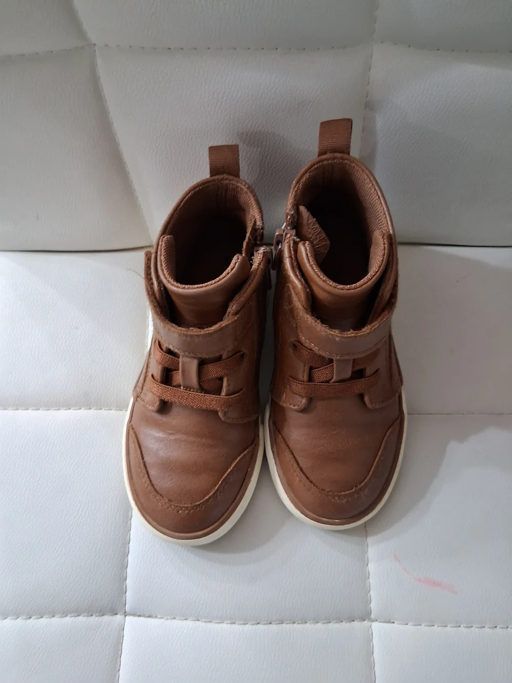 Wonder Nation Brown Kids Velcro Zipper High-Top Shoes Boys Casual Boots Size 9